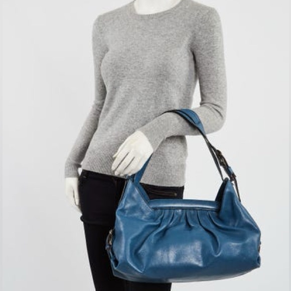 💗FENDI Blue Borse Leather Doctor Hobo Bag Authentic - Picture 16 of 16